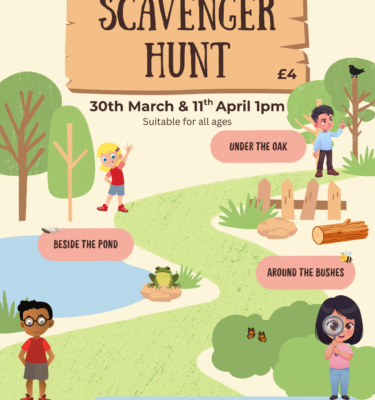 Scavenger Hunt Leaflet - Sessions on 30th March and 11th April from 1pm. Suitable for all ages. £5 per child.