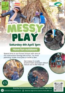 Messy Play Poster showing details of messy play session at High Elms Country Park.