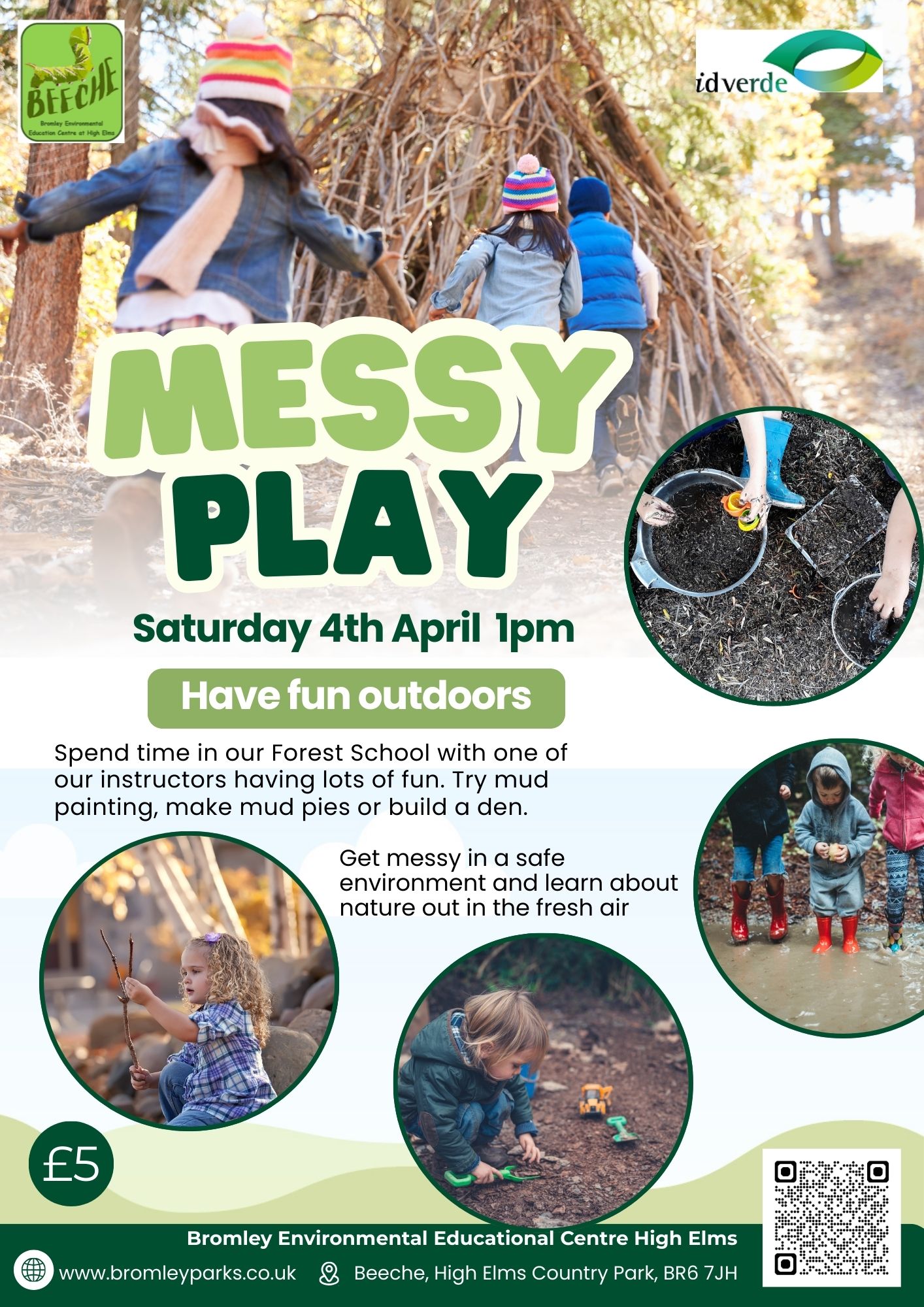 Messy Play Messy Play Poster showing details of messy play session at High Elms Country Park.